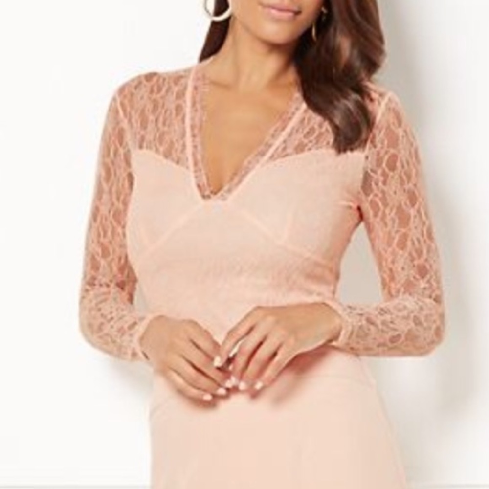 Pink lace bodysuit